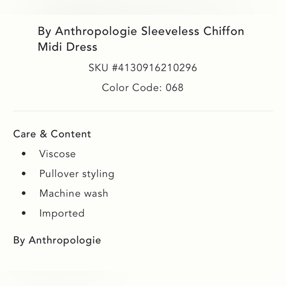 ✨ Anthropologie Sleeveless Chiffon Midi Dress XL - Picture 4 of 4